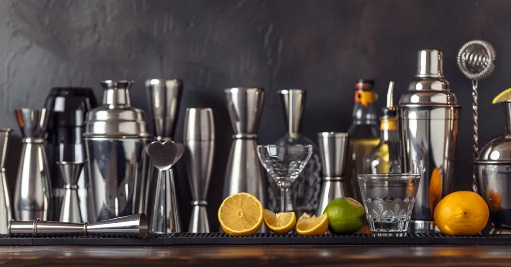 Mixology tools and ingredients