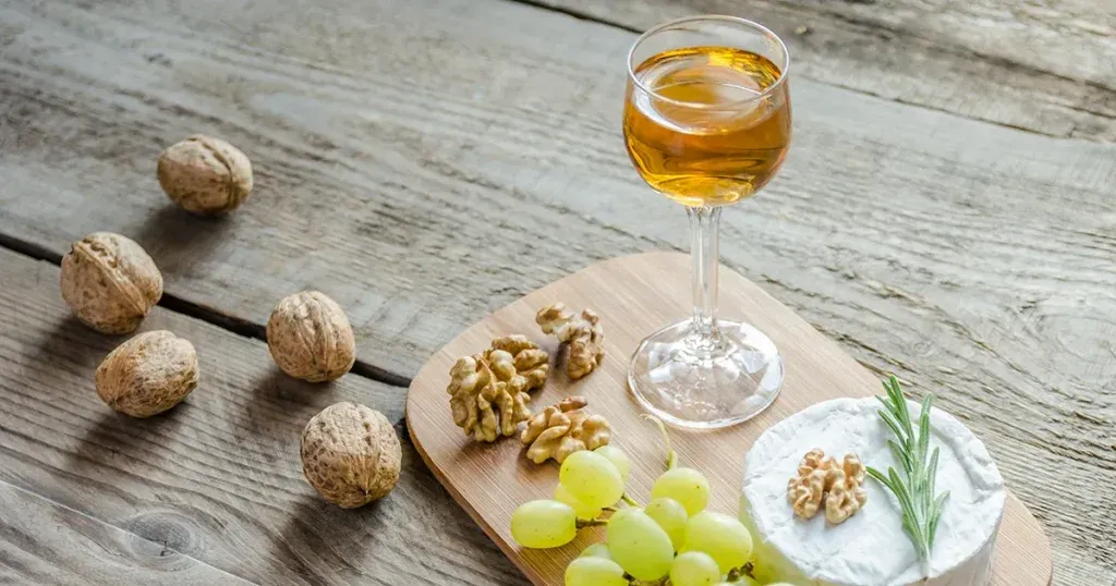 sherry with cheese and nuts